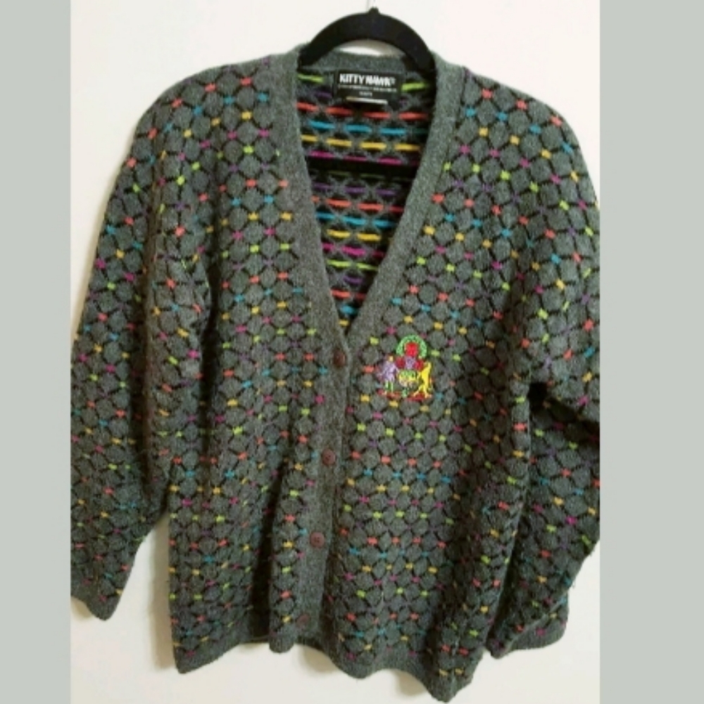 Vintage Kitty Hawk Cardigan Sweater.…M